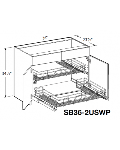 Grenada Platinum Deluxe Sink Base Cabinet 36" Wide -2 Doors, 2 U-shape Pullout